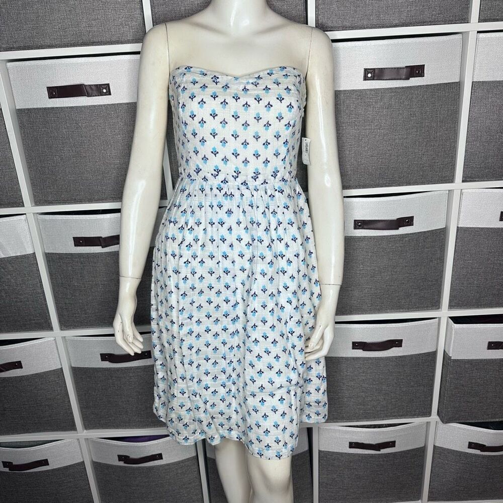 Old Navy Blue & White Floral Strapless Dress Size 4